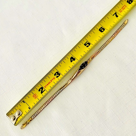 Bracelet~Italy 14K & 3~Garnets / Stamped / Vintage - Picture 8 of 16